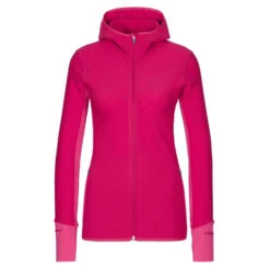 Icebreaker W DESCENDER LS ZIP HOOD Damen Wolljacke ELECTRON PINK/TEMPO