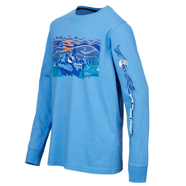 Patagonia K' S L/S REGENERATIVE ORGANIC CERTIFIED COTTON GRAPHIC T-SHIR Kinder Langarmshirt FITZ ROY HOMEPEAKS: BLUE BIRD – Bild 3